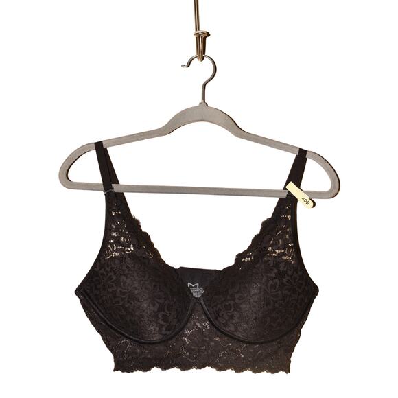 MAIDENFORM NEW $40 Lightly Lined Convertible‎ Lace Bralette Black 40B - Picture 1 of 3